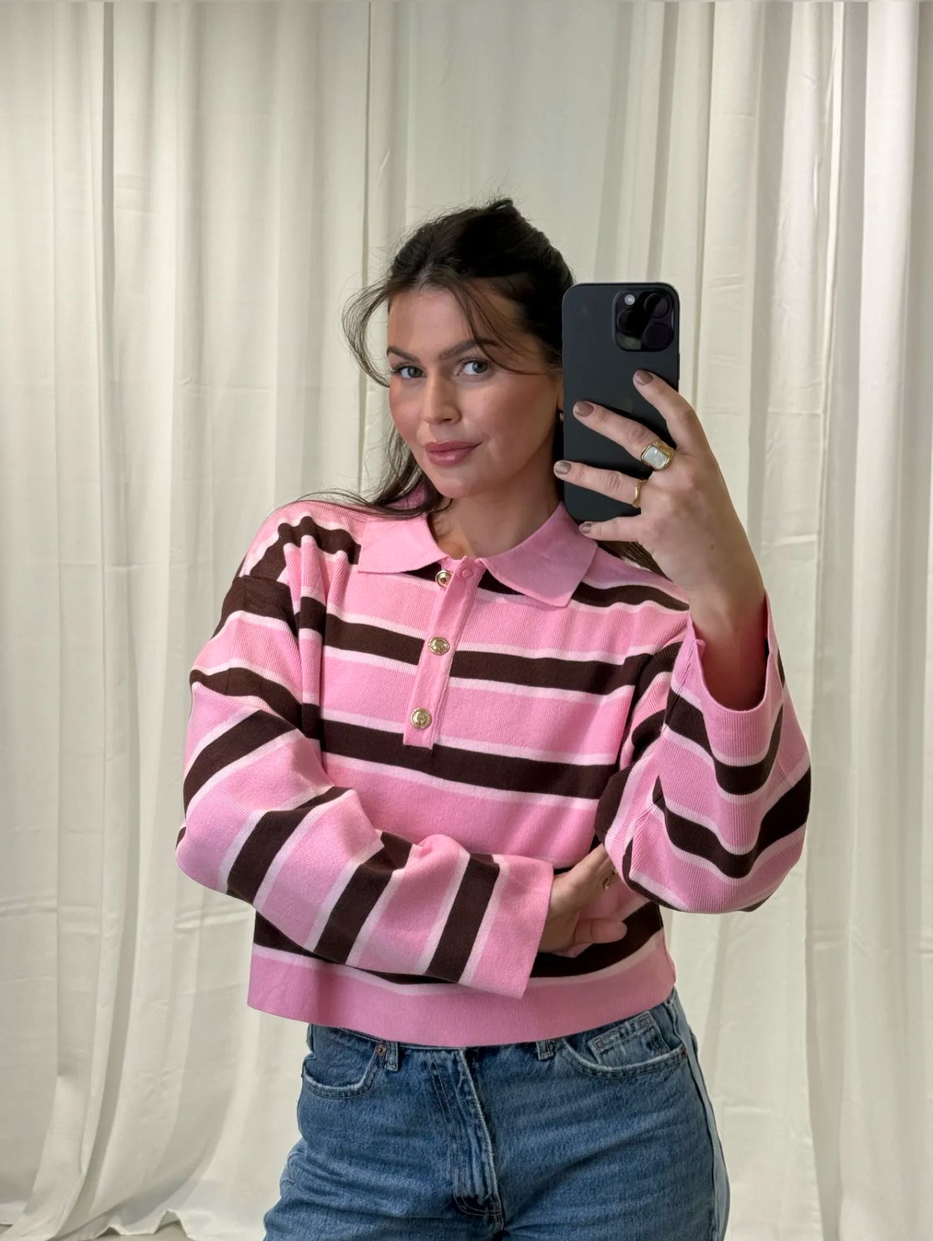 Gestreiftes Polo-Longsleeve