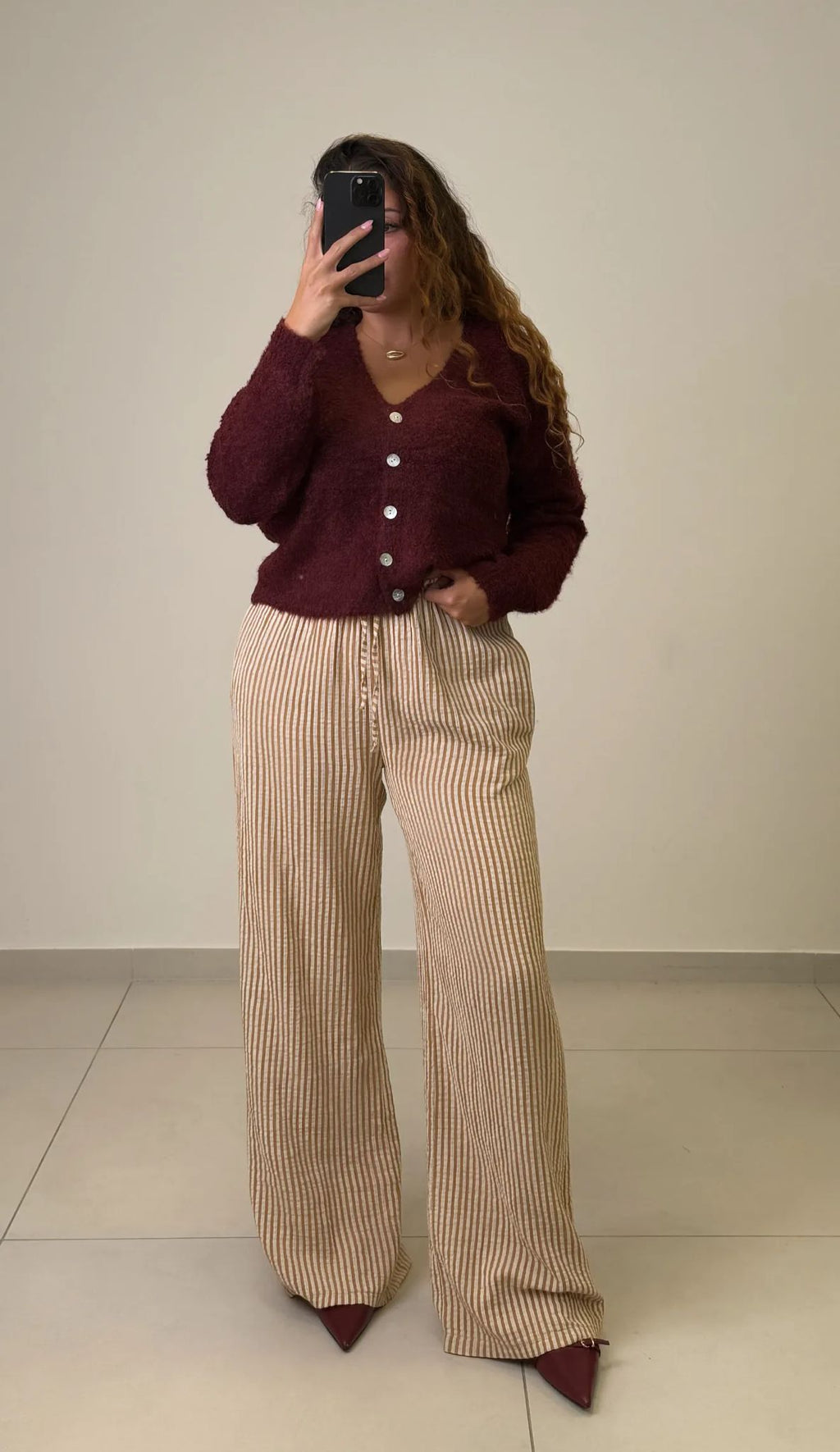 Lässige Wide-Leg-Hose mit Streifenoptik